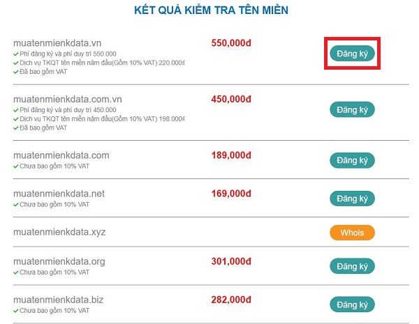 Hướng dẫn các bước mua tên miền giá rẻ tại KDATA (2)