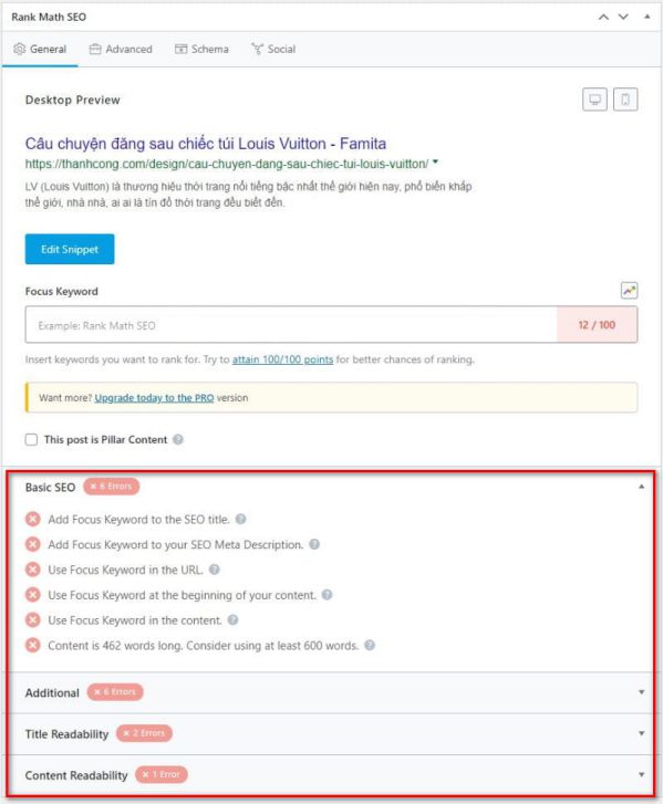 Thực hành ngay các chức năng của Rank Math SEO chuẩn nhất 12