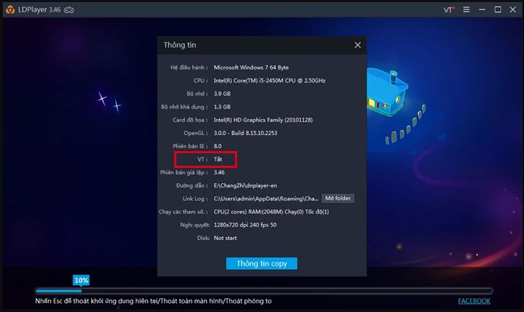 Lỗi: Đã bật VT trong BIOS nhưng vẫn tắt trên LDPlayer (2)