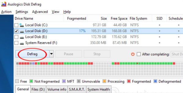 Dùng Auslogics Disk Defrag chống phân mảnh ổ cứng như nào?8