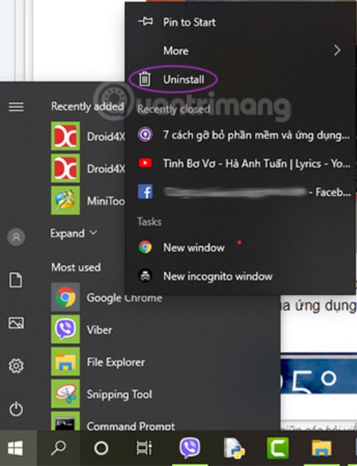 Tổng hợp 10 cách xóa ứng dụng/phần mềm trên máy Windows 10