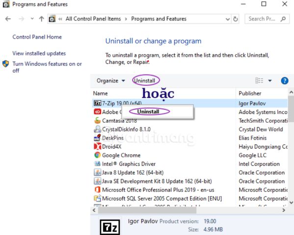 Tổng hợp 10 cách xóa ứng dụng/phần mềm trên máy Windows2