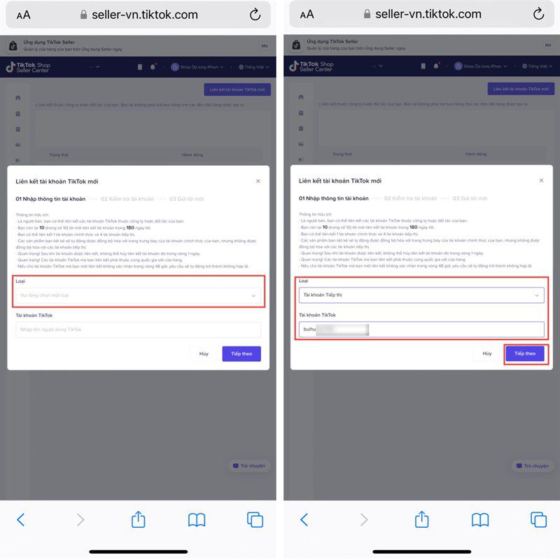 Hướng dẫn cách liên kết TikTok Shop với tài khoản cá nhân (4)
