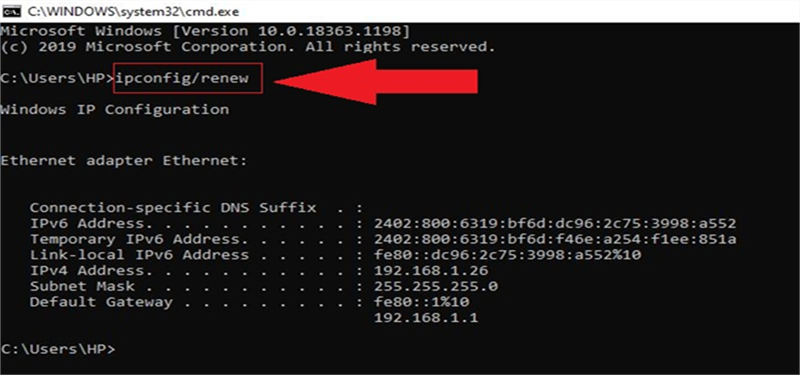 Hướng dẫn cách làm mới, reset địa chỉ IP bằng lệnh ipconfig 4