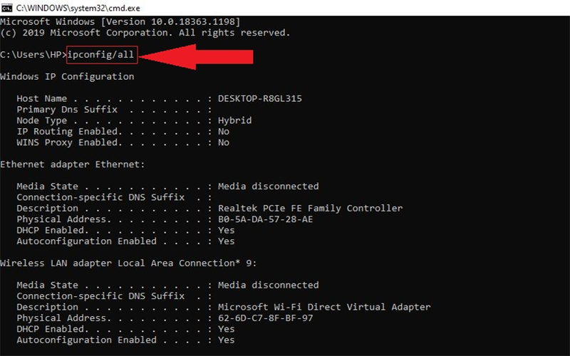 Hướng dẫn cách làm mới, reset địa chỉ IP bằng lệnh ipconfig 6