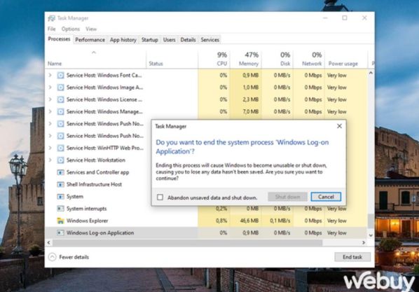 Cảnh báo: Không được tắt tác vụ chạy nền trong Task Manager 4