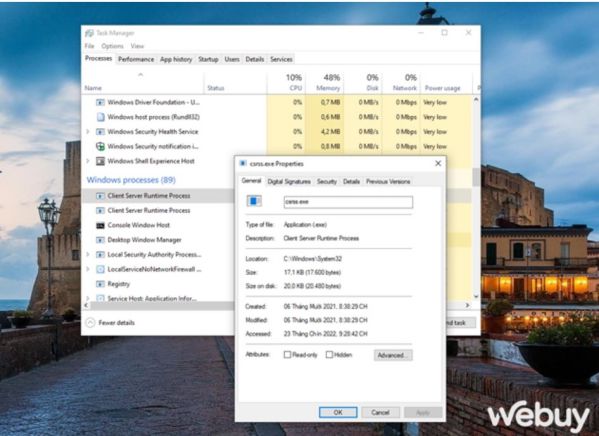 Cảnh báo: Không được tắt tác vụ chạy nền trong Task Manager 6