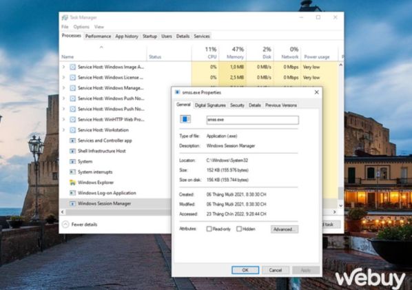 Cảnh báo: Không được tắt tác vụ chạy nền trong Task Manager 7