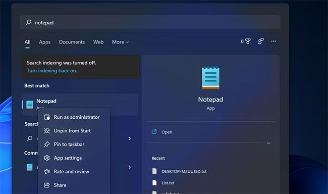 Tổng hợp các cách mở Notepad trong Windows 11 (2)