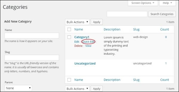 quick categories
