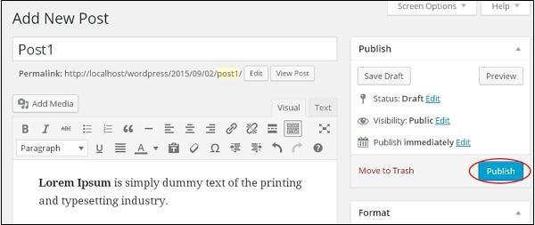 publish post