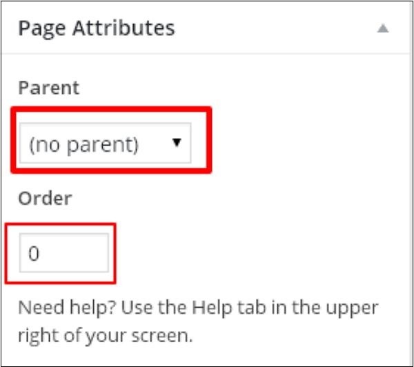 page attributes