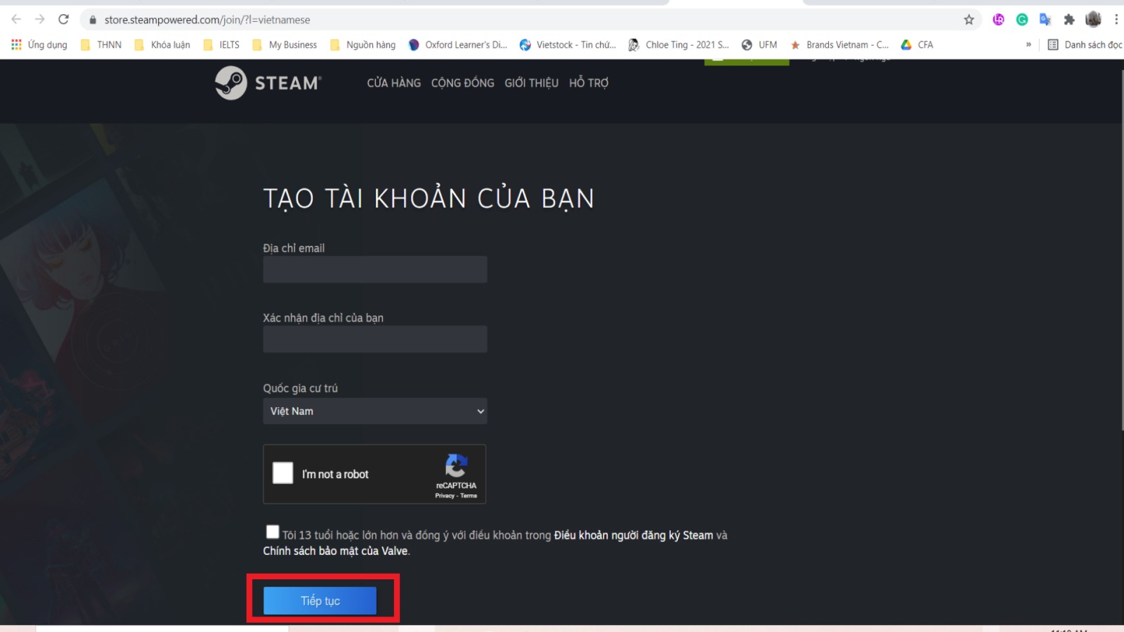 Đăng ký Steam