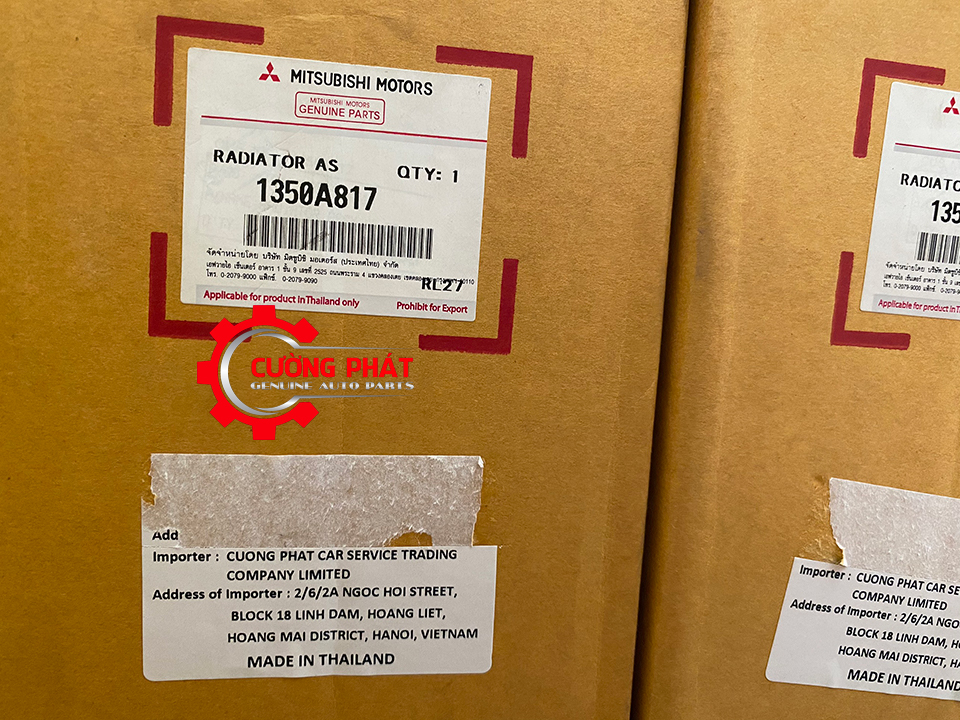 Ket-nuoc-Mitsubishi-Triton-2015-4D56-MT-1350A817 (2) Tem mã bên ngoài hộp két nước Triton số sàn máy dầu chính hãng